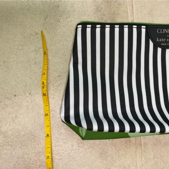 Clinique x Kate Spade Black White Stripe + Green Dots Makeup Bag - Picture 4 of 9